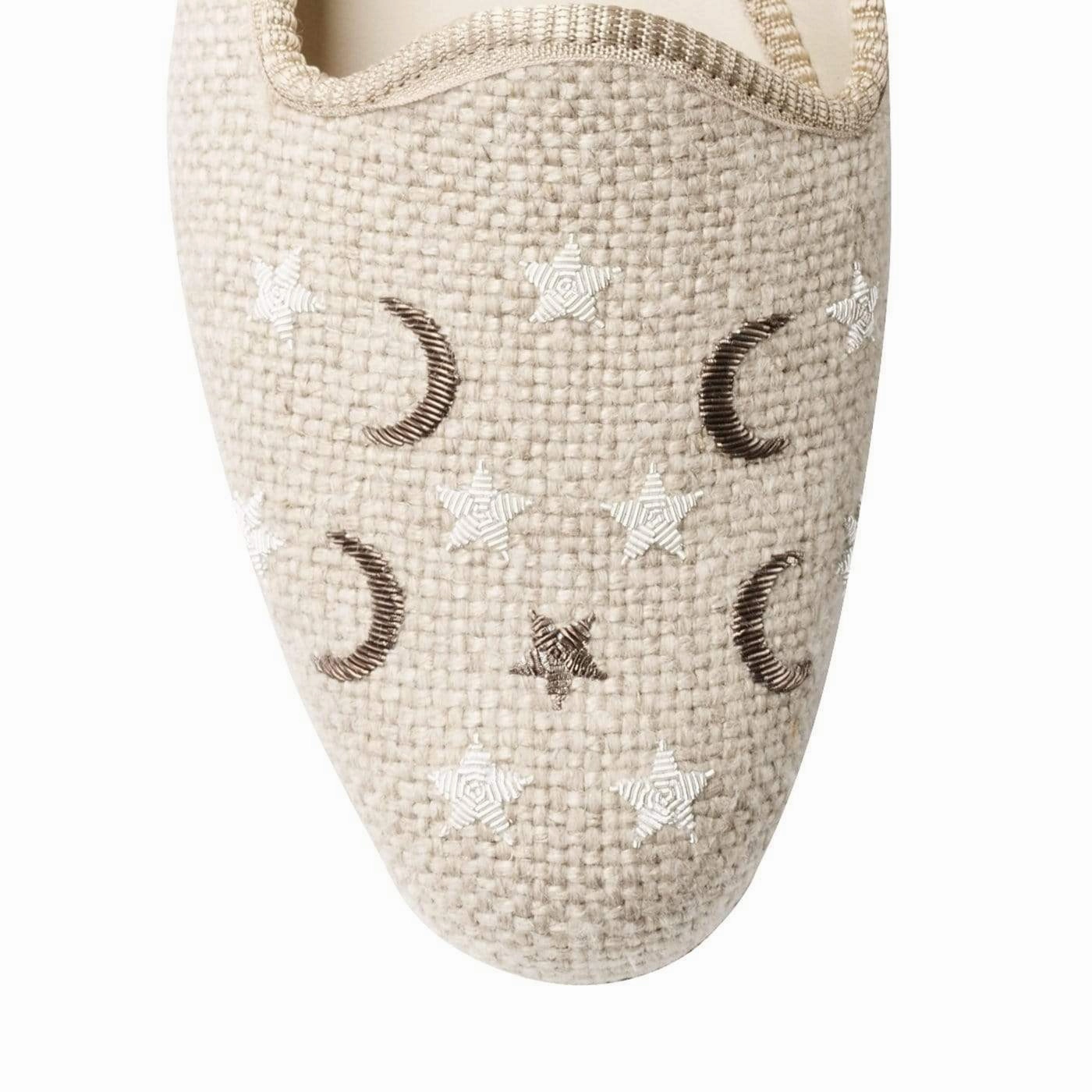 Moons & Stars Oatmeal Linen Outdoor Relax Shock Absorbing Heel