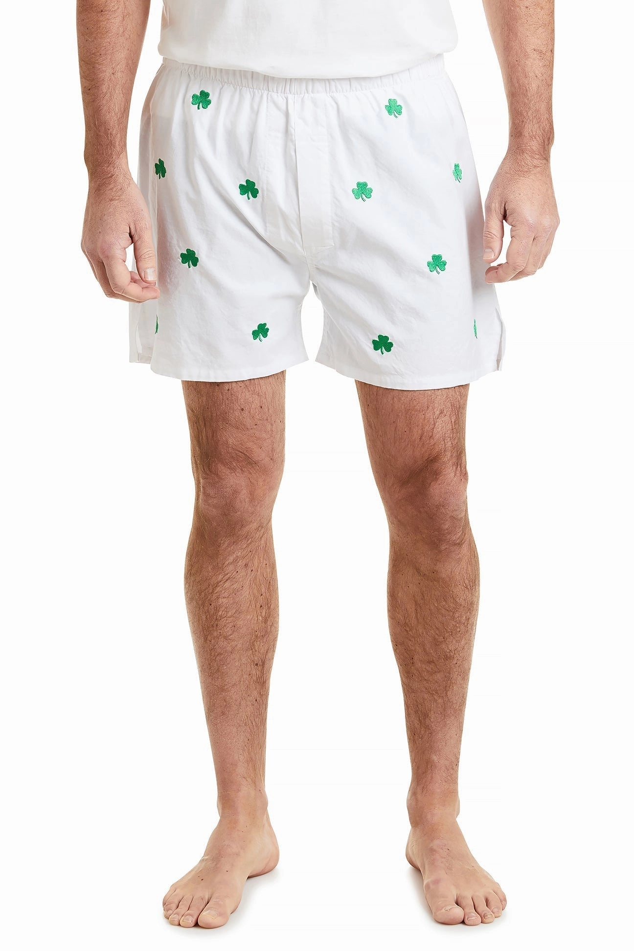 Barefoot Boxer White Oxford with Shamrock Seamless Comfort Everyday Flex