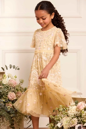 Sheer Overlay Material AntiOdorTreatment Dragonfly Garden Kids Dress