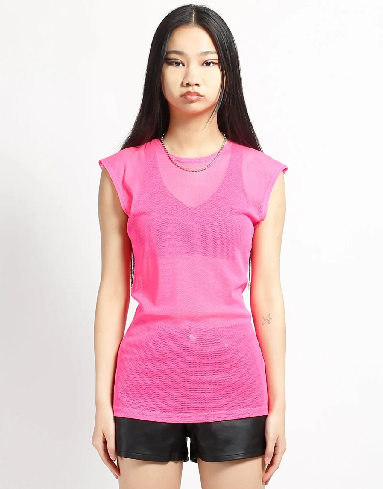 MUSCLE TANK FISHNET PINK ColorfastMaterial