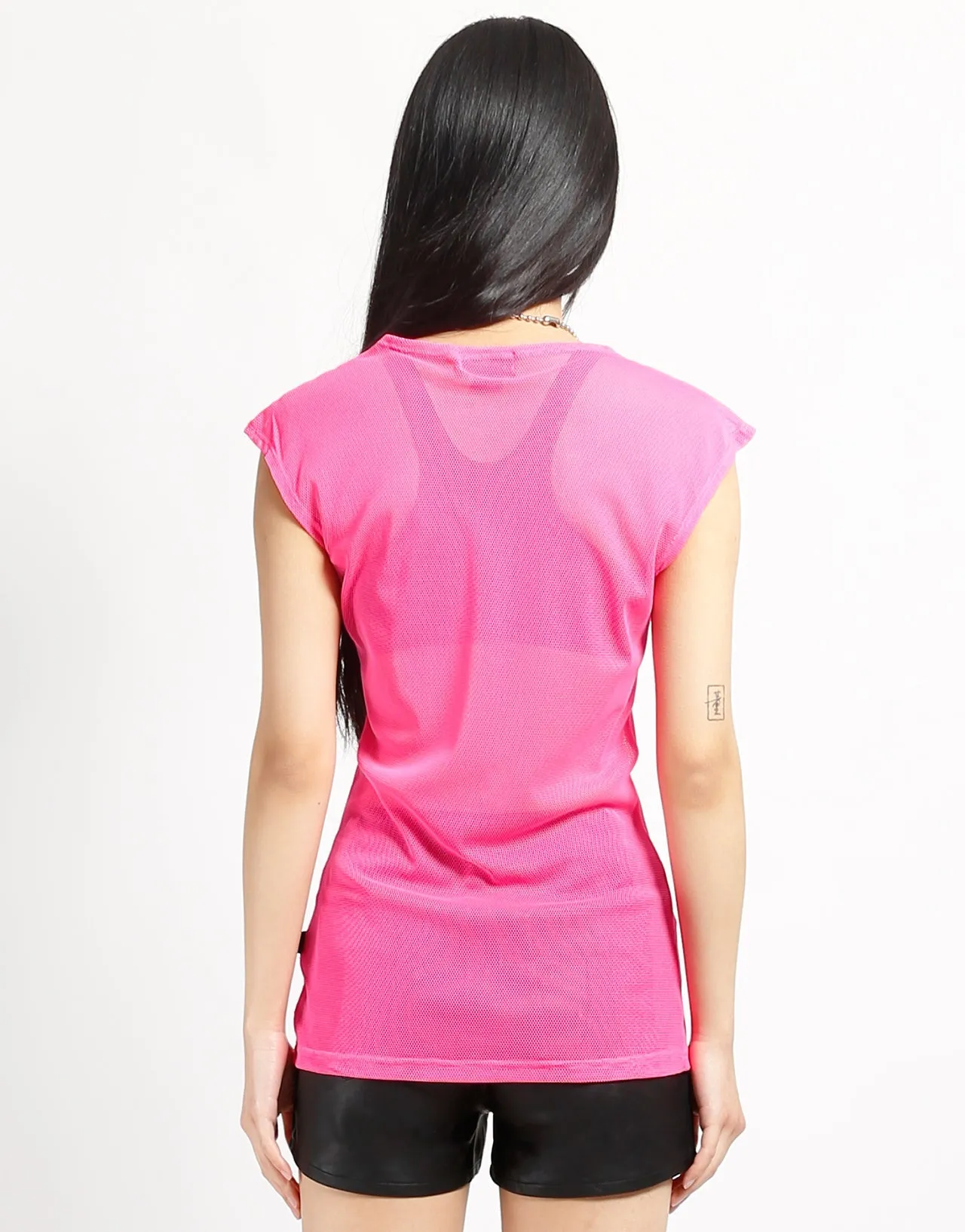 MUSCLE TANK FISHNET PINK Built In Odor Control Four Way Stretch Material