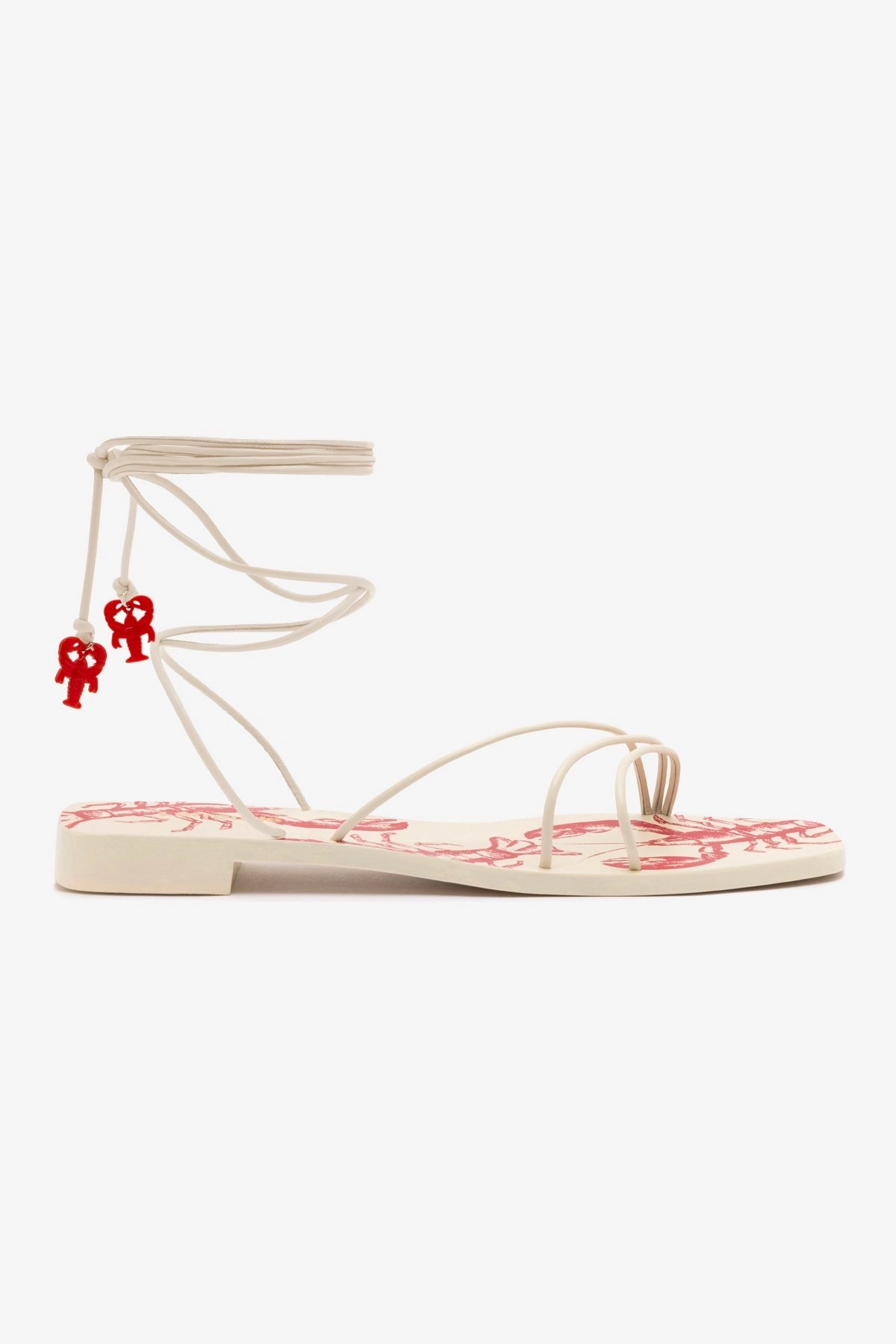 Nadia Flat Sandal In Ivory Leather Shock Resistant