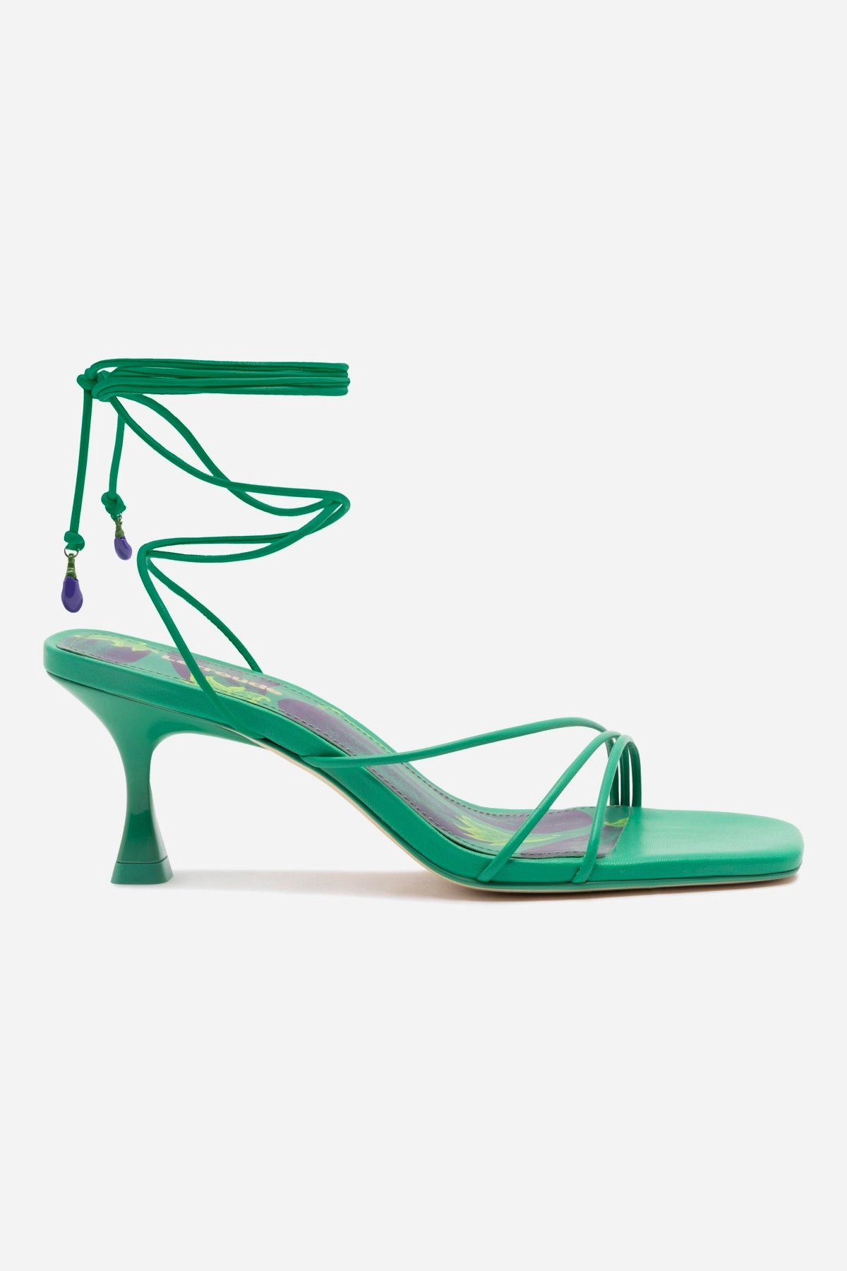 Stone Glam Breathable Nadia Sandal In Green Leather