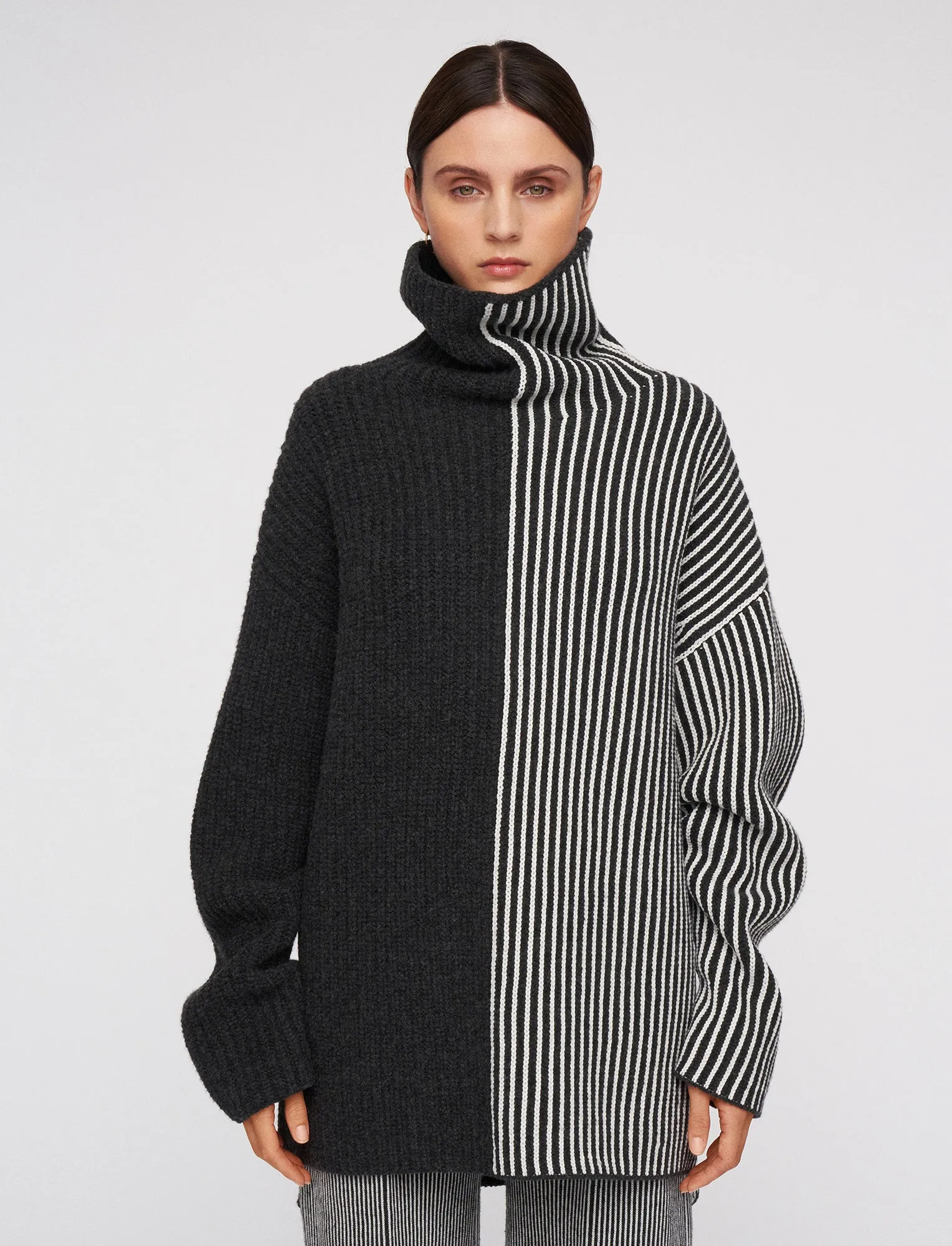 Graphic Cardigan Stitch High Neck Jumper Everyday Style Seasonal Comforted