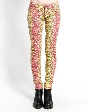 Cold Weather Wear Breathable Comfort Design NEON LEOPARD PRINT SKINNY - LIME