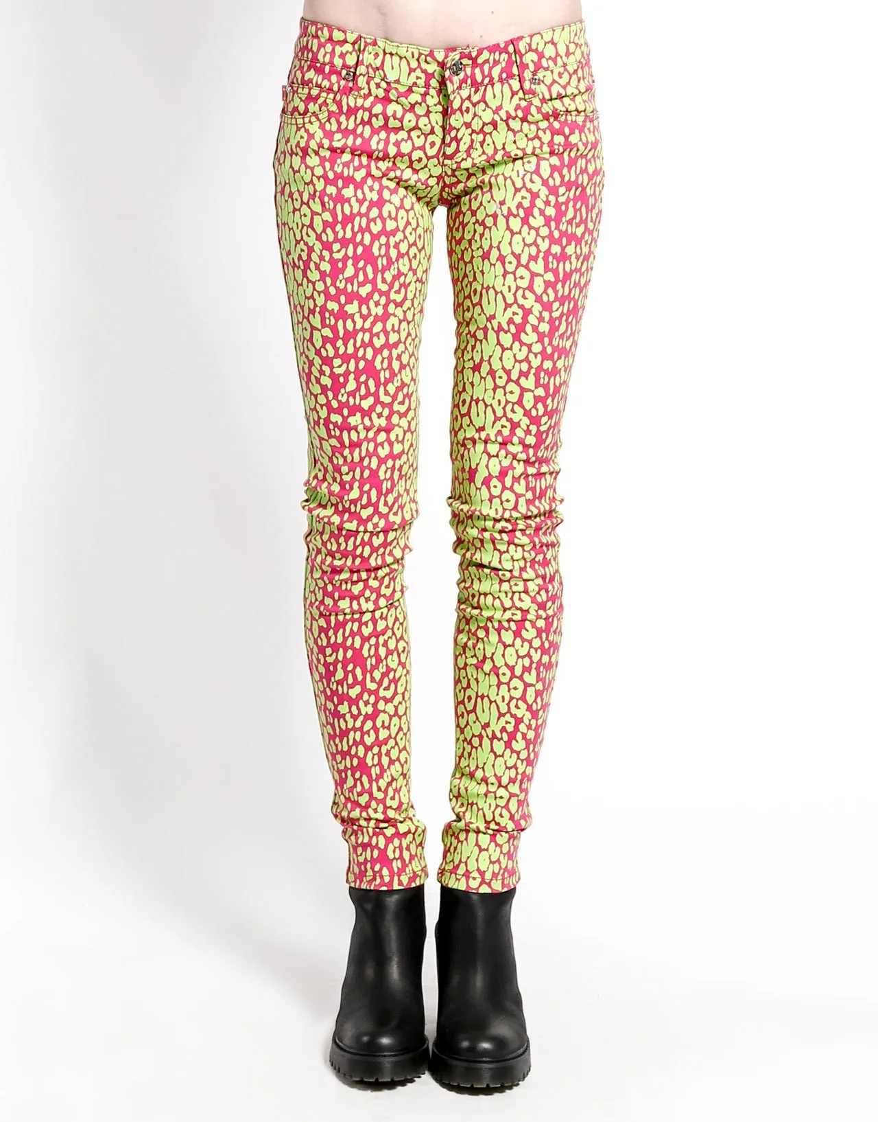 Sporty Chic Hypoallergenic fabric NEON LEOPARD PRINT SKINNY - LIME