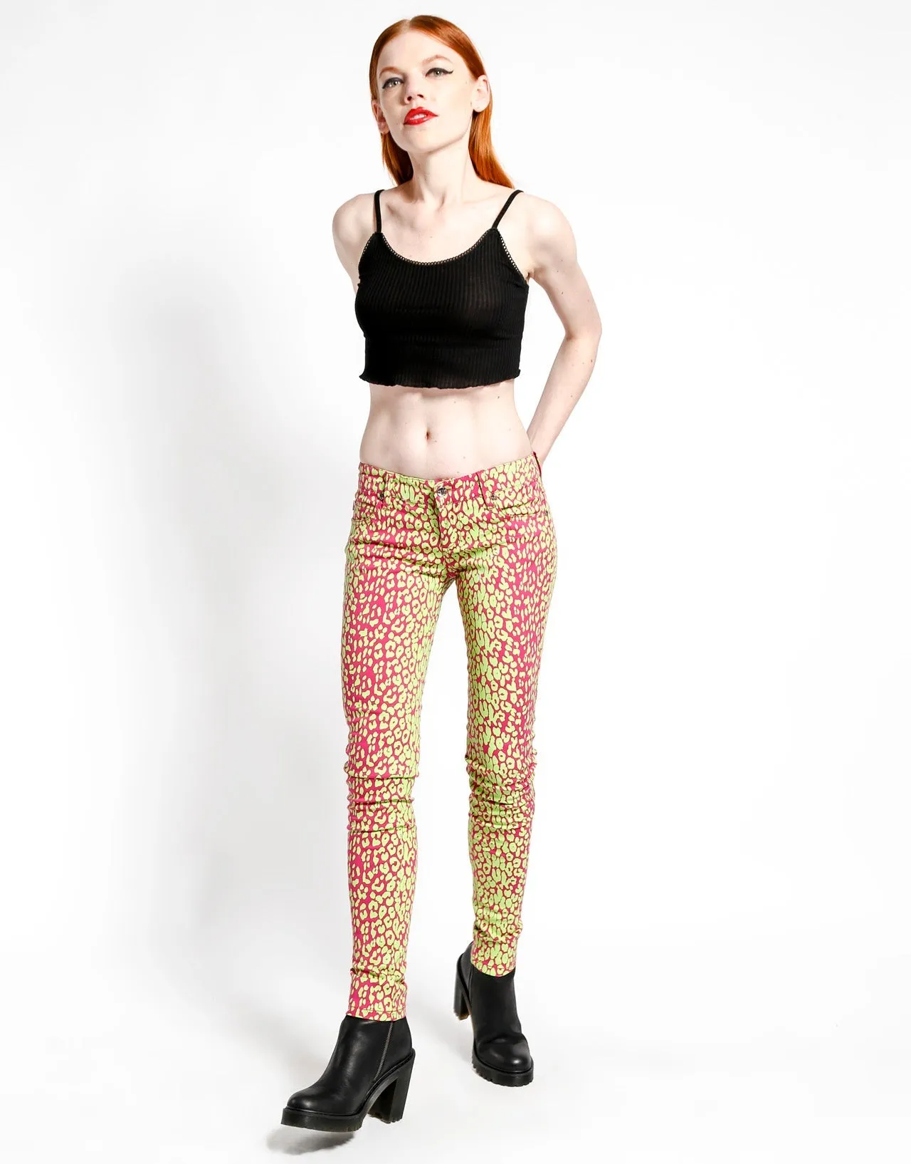 Breathable wear NEON LEOPARD PRINT SKINNY - LIME