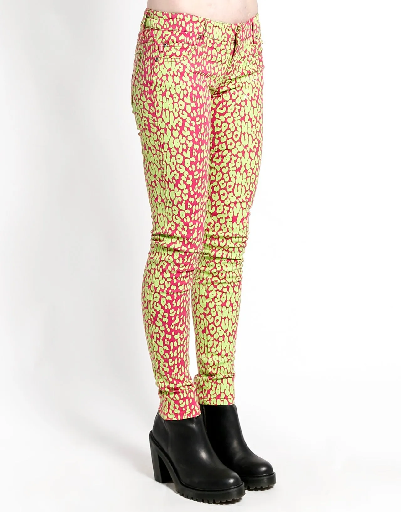 Anti Static Lining NEON LEOPARD PRINT SKINNY - LIME
