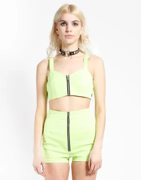 Contrast Topstitching Detail NonIrritatingEdges NEON LIME EXTRA CROP TOP