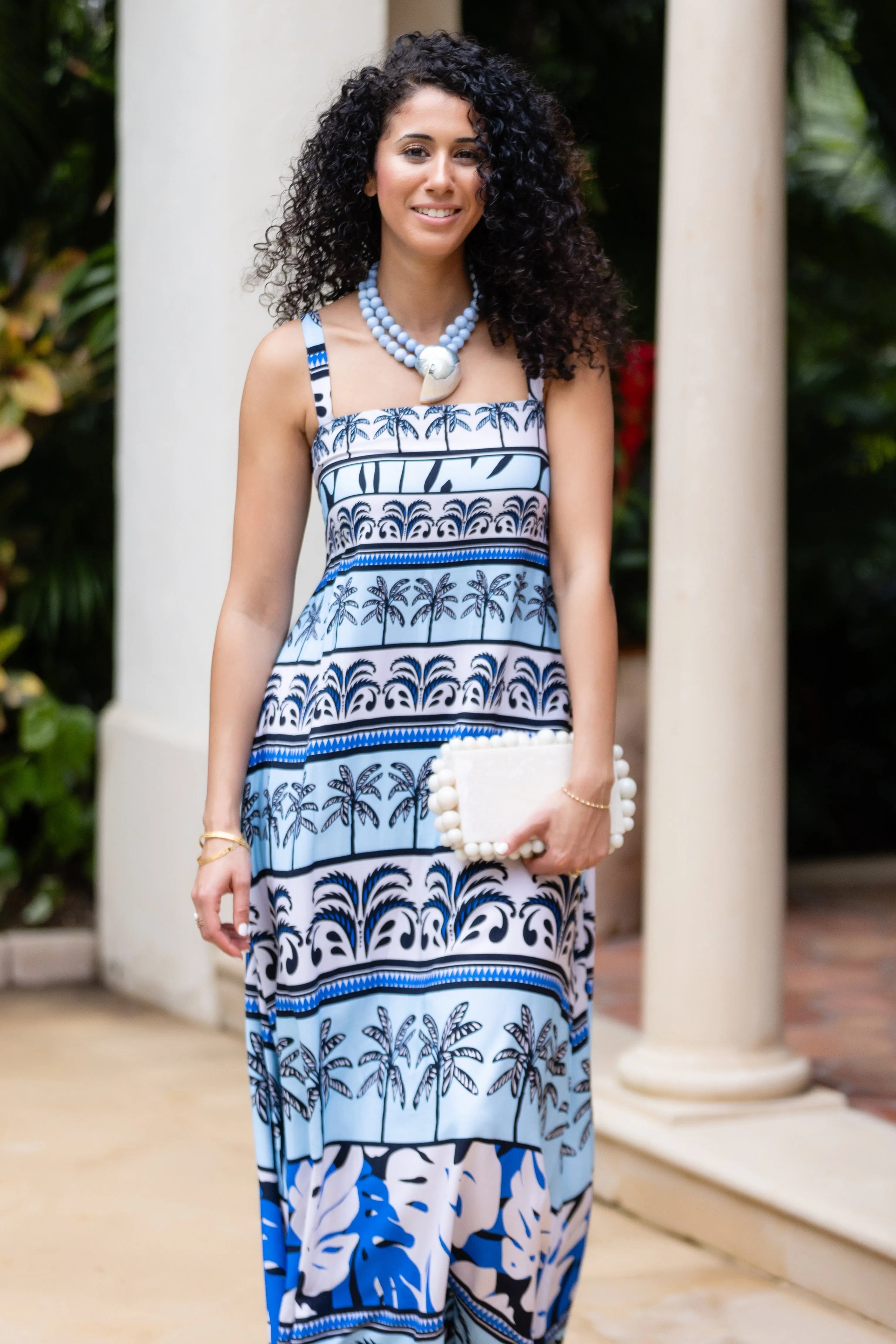 Fresh Glow Urban Ready Giselle Dress / Sky Blue Palm Stripe