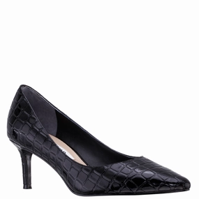 NINA60-BLACK CROCO Dust Guard Comfort Heel