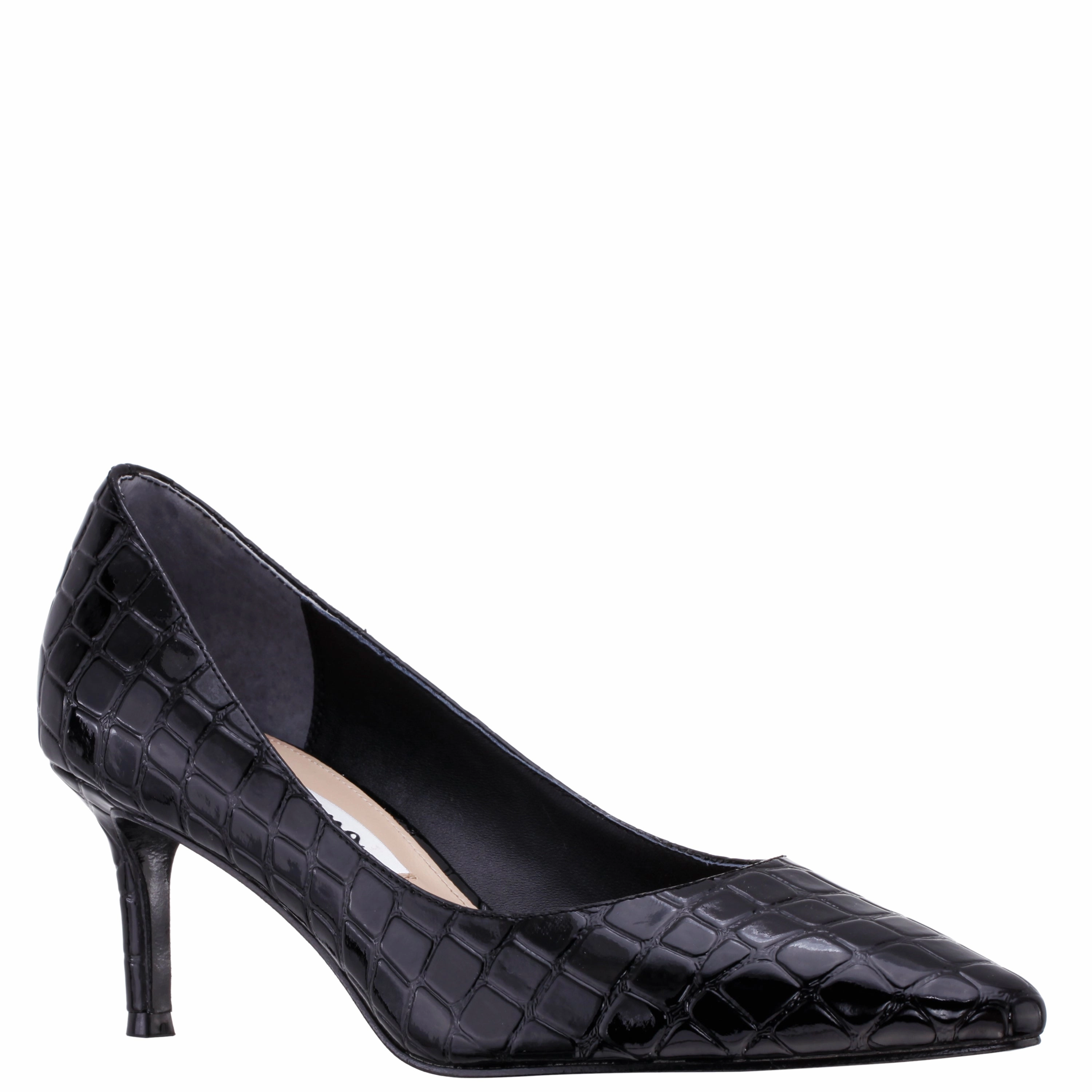 NINA60-BLACK CROCO Dust Guard Comfort Heel