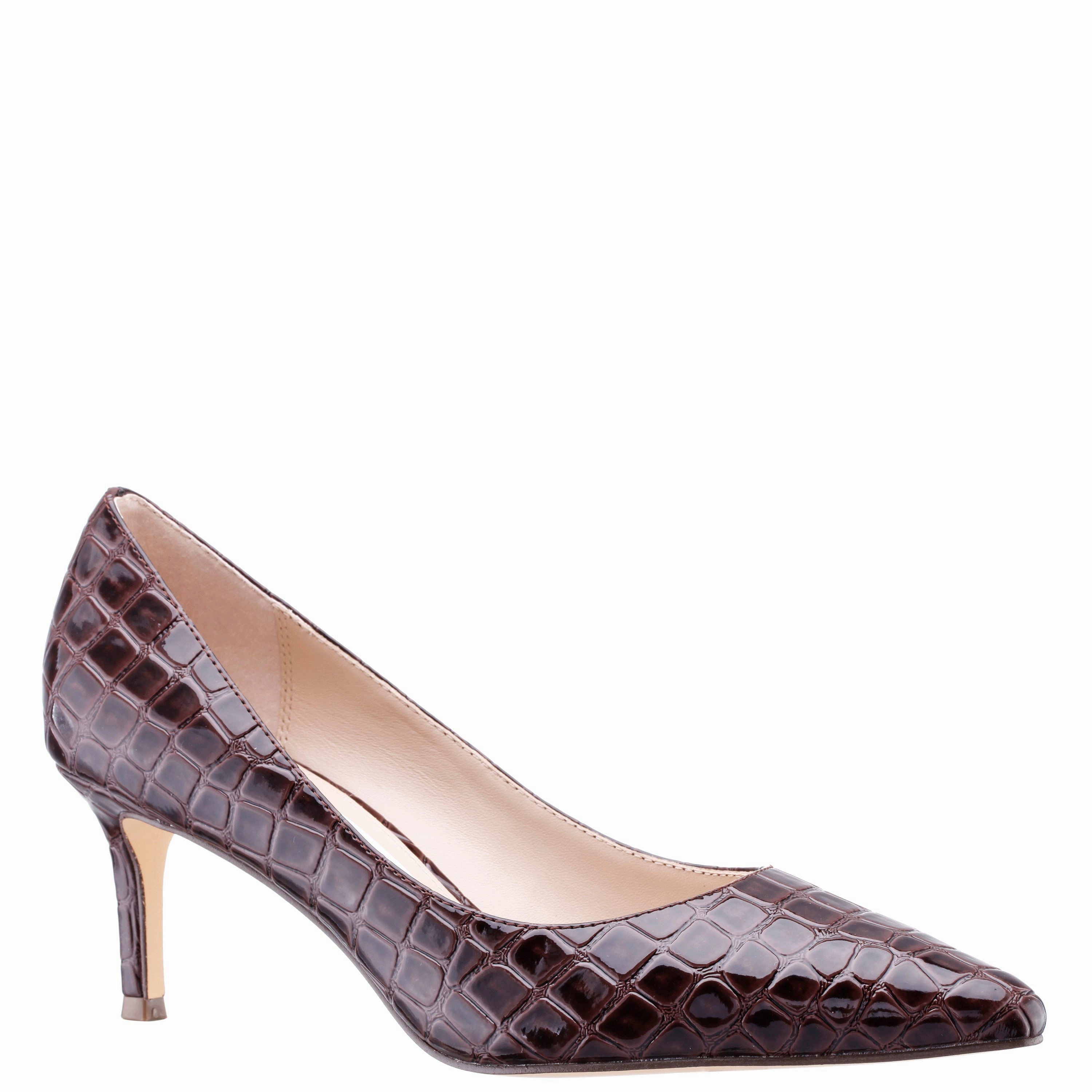 NINA60-BROWN CROCO Ergonomic Heel Cup