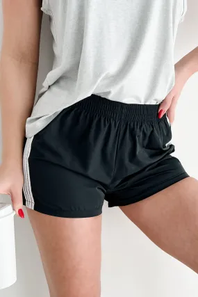 sport chic Breaking A Sweat Side Stripe Track Shorts (Black)