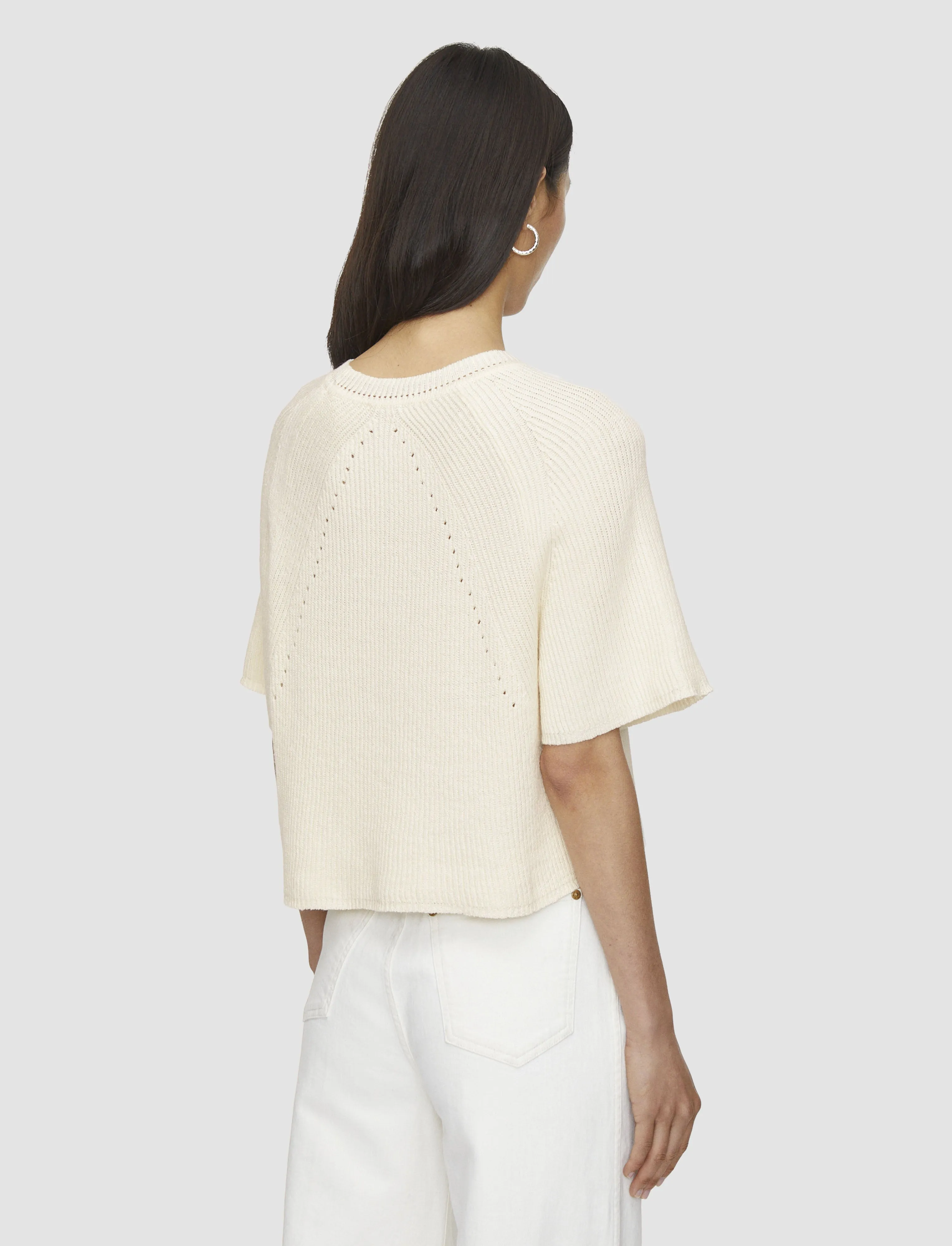 Circular Knit Technique Linen Blend Knit Top