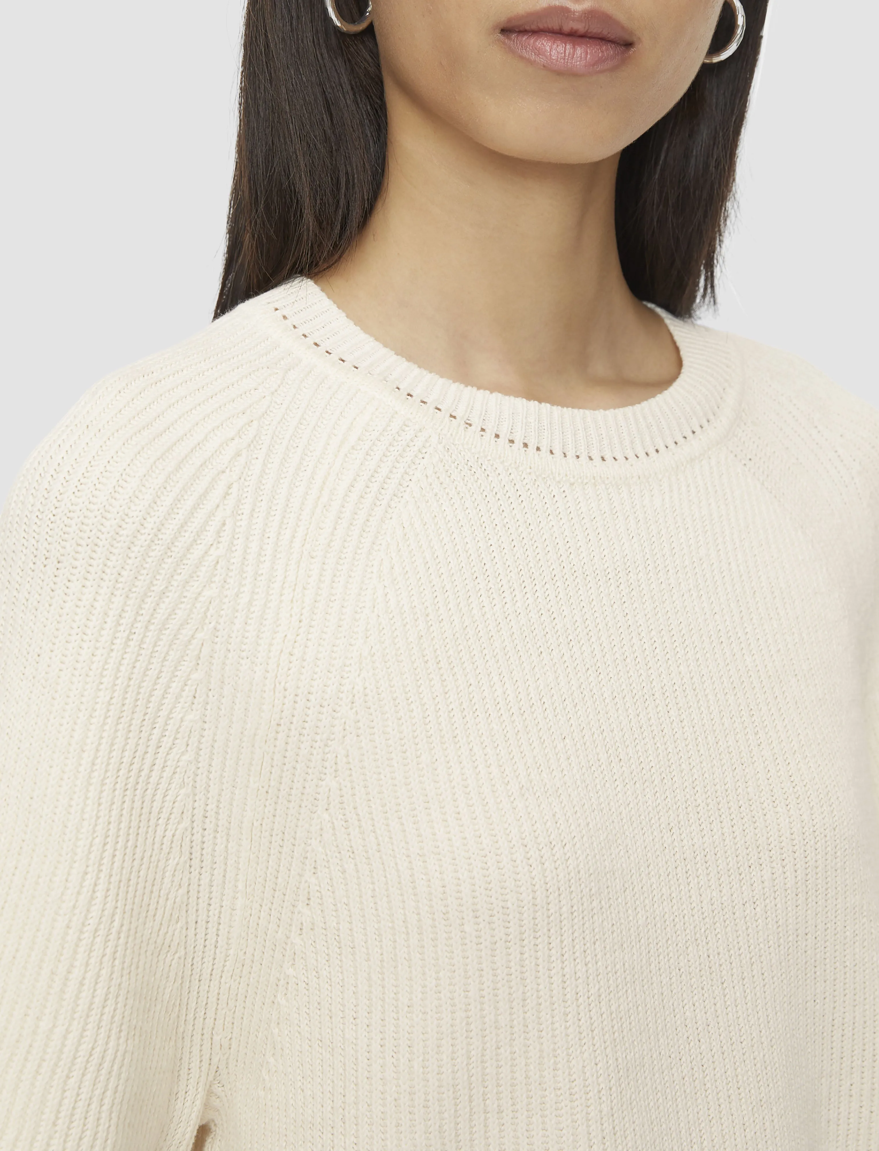 Linen Blend Knit Top Reinforced Hems