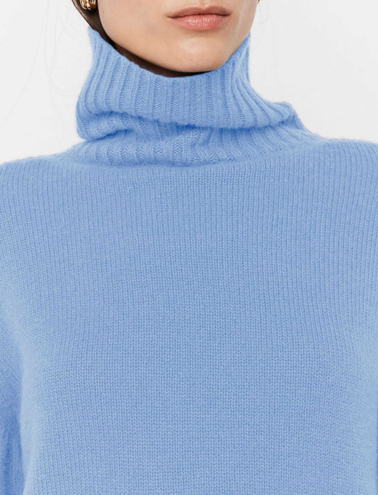 Machine washable Open Cashmere High Neck Jumper