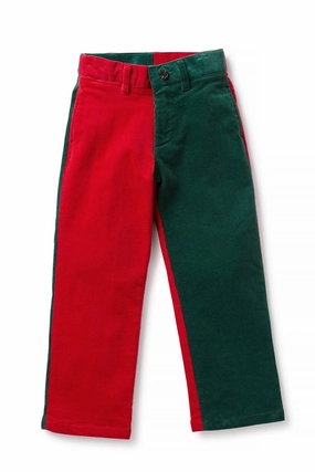 Flattering Fit Sporty Cut Boys Beachcomber Corduroy Pant Hunter and Crimson Panel