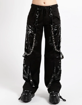 Embroidered Detail EcoFriendlyBlend SCARE DARK STREET PANT BLACK PVC SKULL