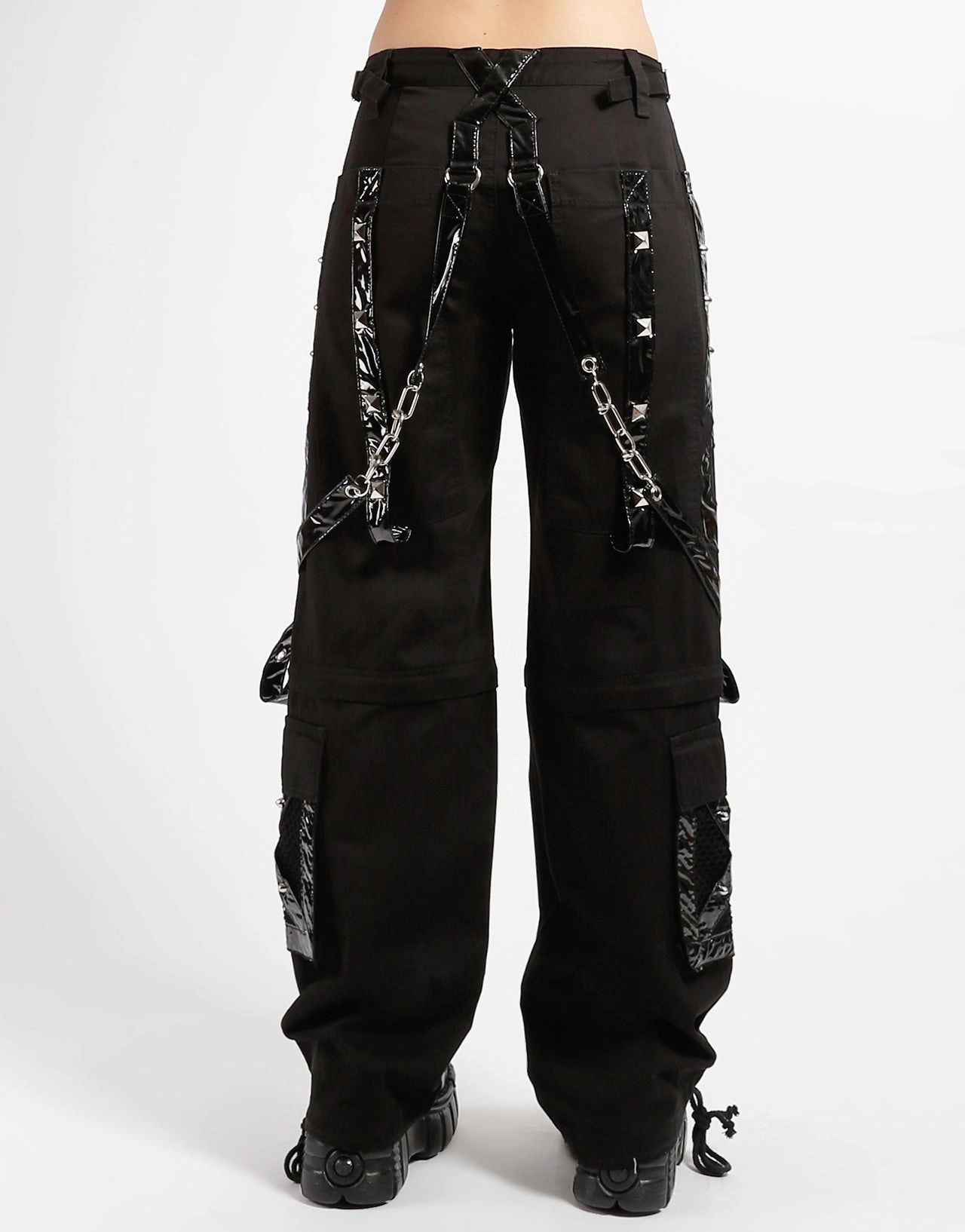 Soft Brush Lining SCARE DARK STREET PANT BLACK PVC SKULL