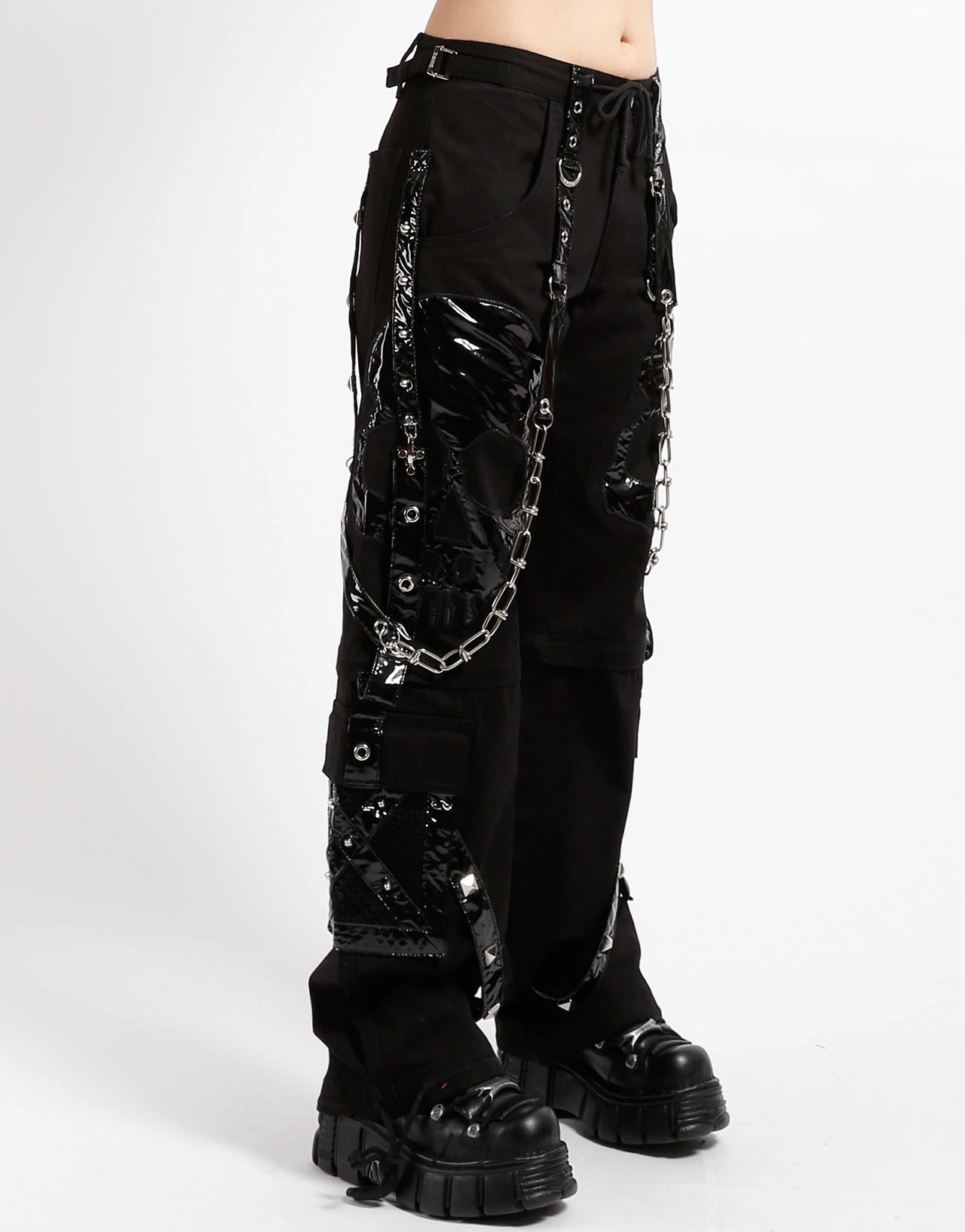 Outdoor Use SCARE DARK STREET PANT BLACK PVC SKULL