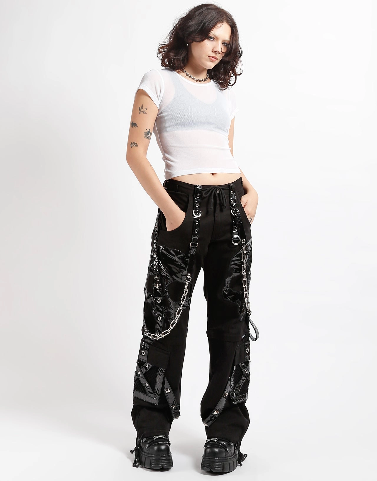 SCARE DARK STREET PANT BLACK PVC SKULL ReflectiveAccentDetails