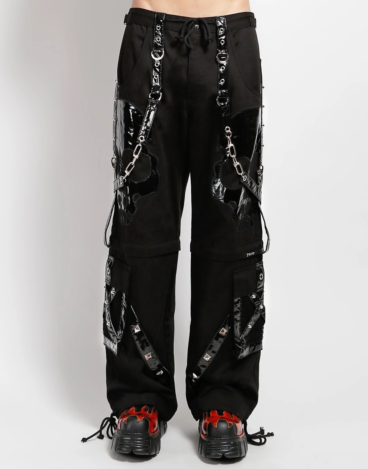 SCARE DARK STREET PANT BLACK PVC SKULL Casual Comfort Polyester fabric