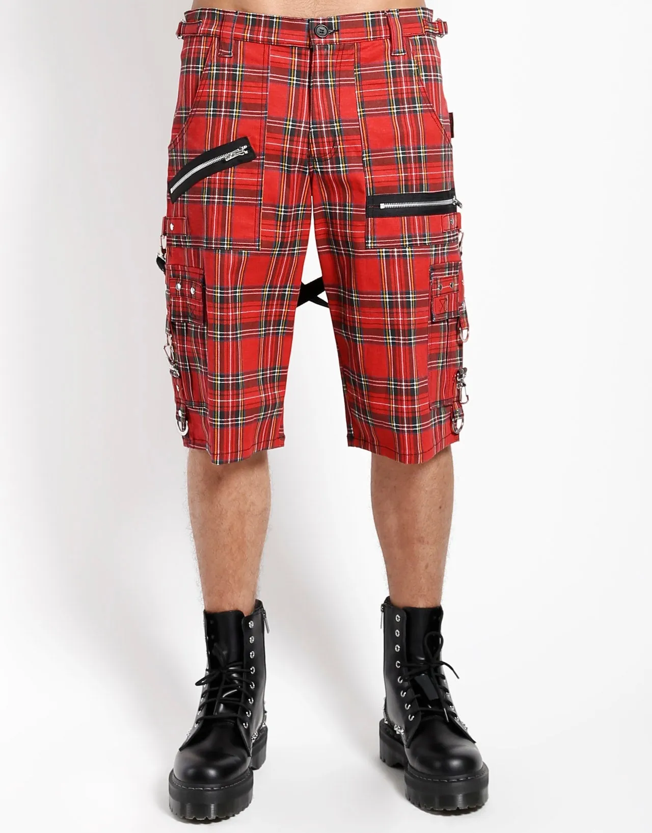 PLAID PUNK SHORT RED PLAID Seasonless wear Multi Pocket System