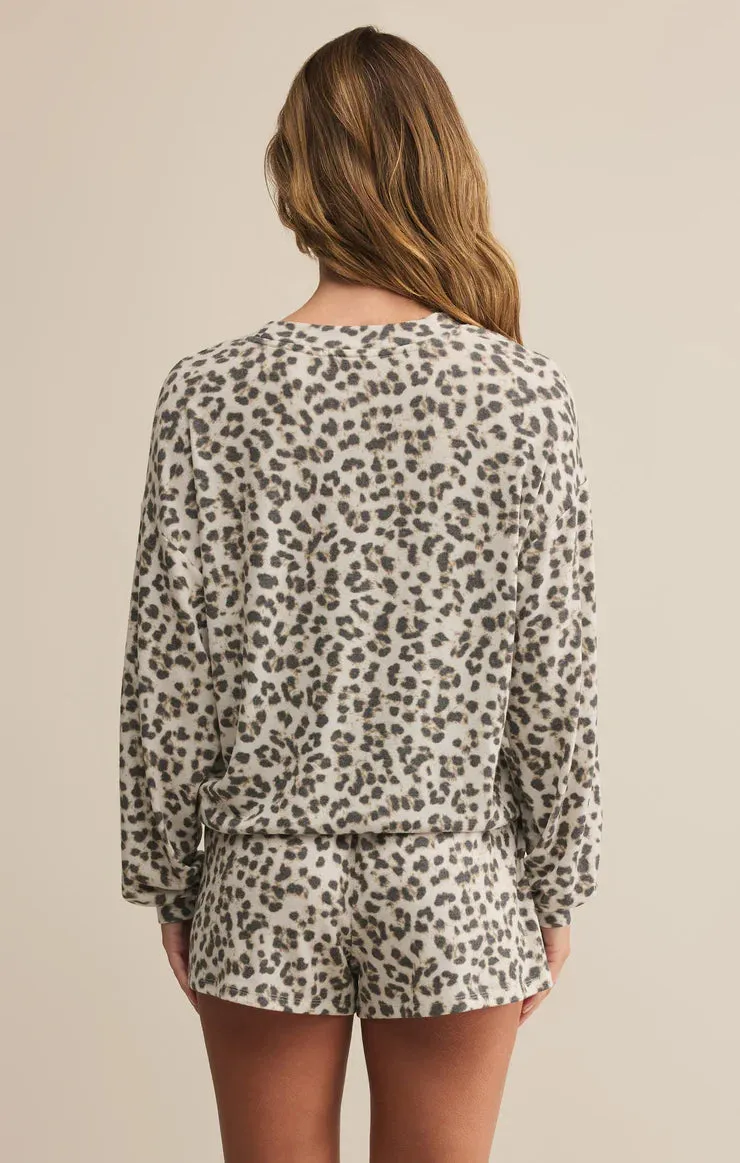 SweatGuard Lining Z Supply Luxe Leopard Long Sleeve Top