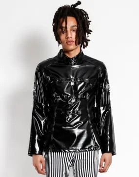 Outdoor Look Cozy Texture PVC VINYL BONDAGE LOCK JACKET