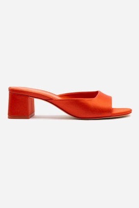 Toe Protection Chloe Gosselin by Larroud Anah Mule In Orange Sunrise Satin