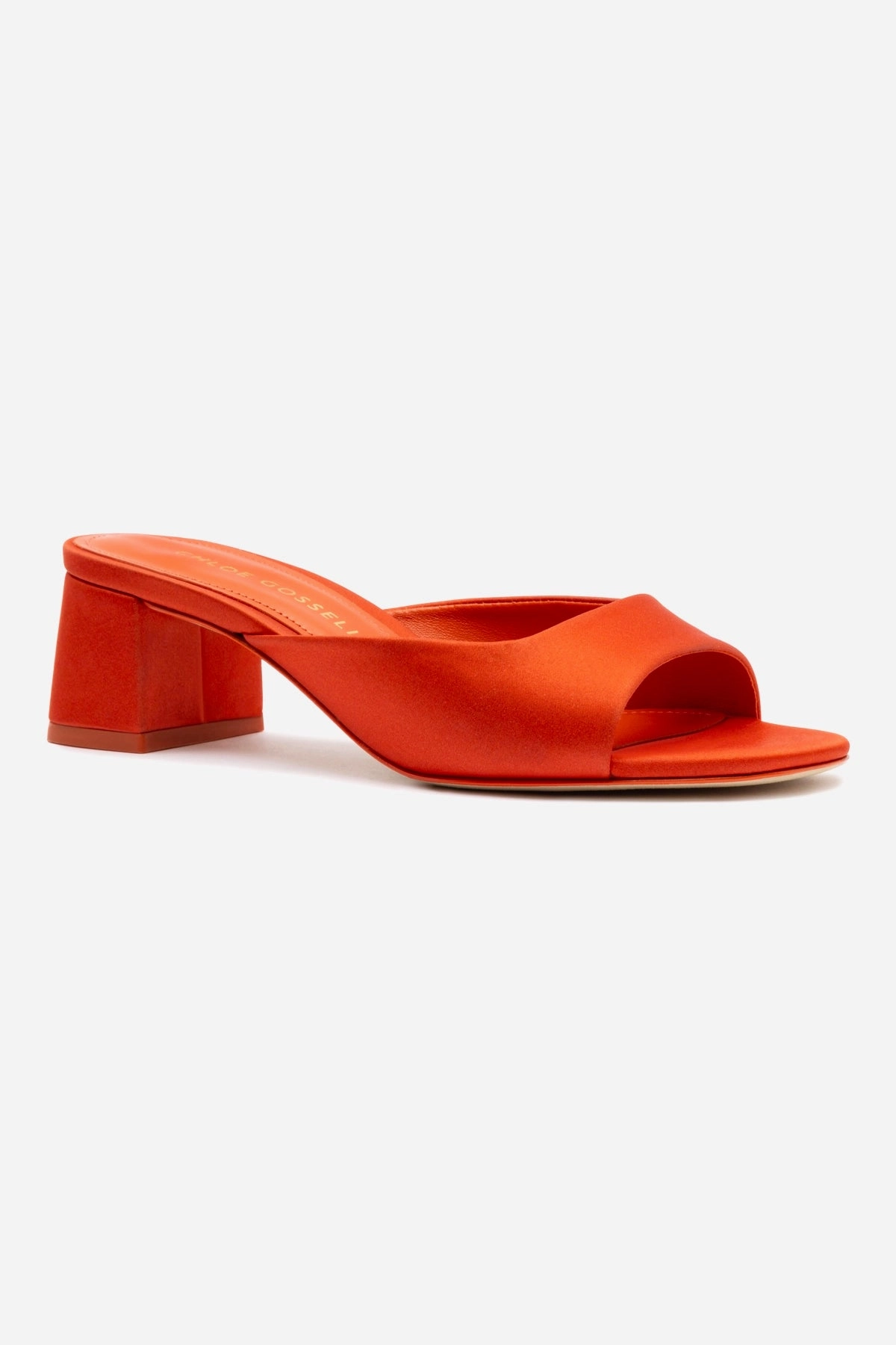Casual Move Chloe Gosselin by Larroud Anah Mule In Orange Sunrise Satin