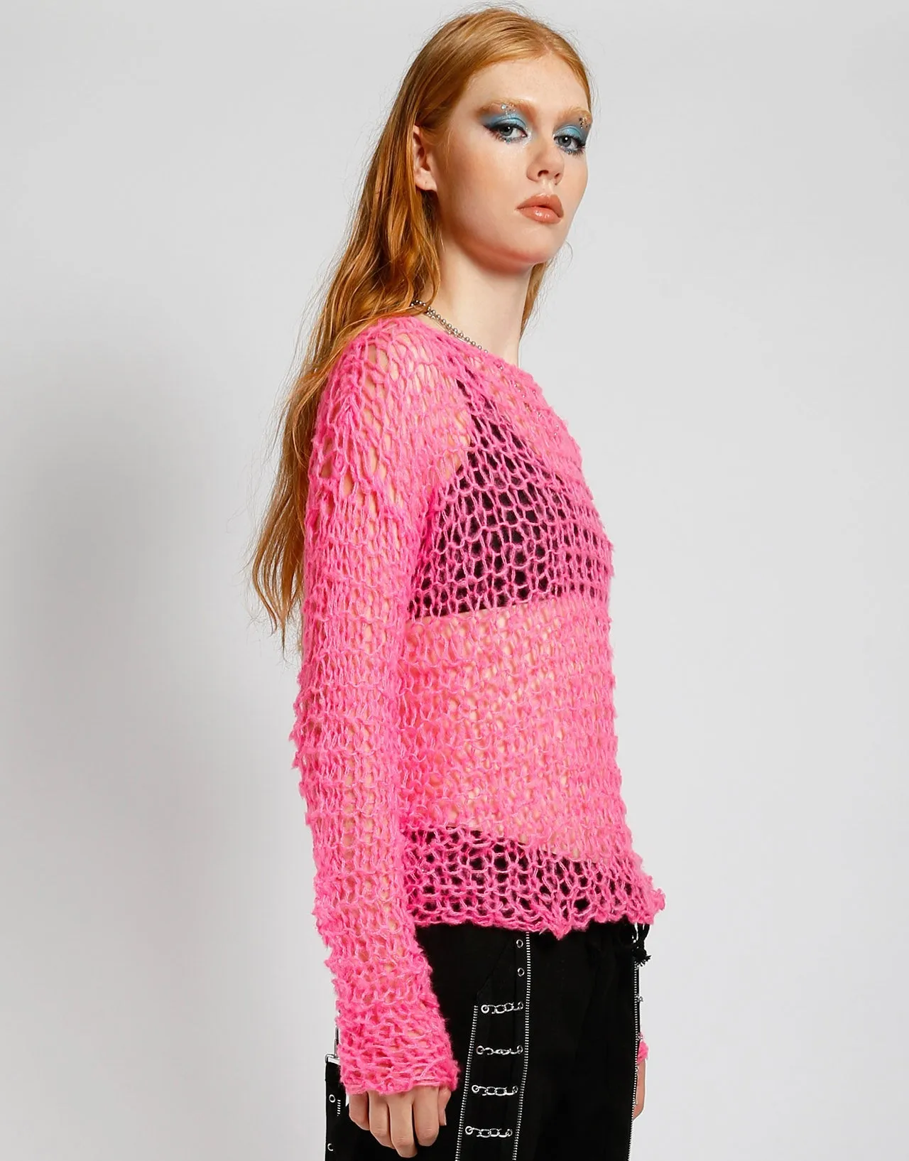 HOLY PUNK SWEATER PINK DoubleLayeredFabric EasyCareMaterial
