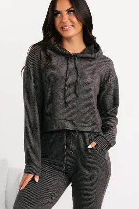 DurableBlend Durable Overlock Stitch Now Feels Right Brushed Rib Hoodie (Charcoal)