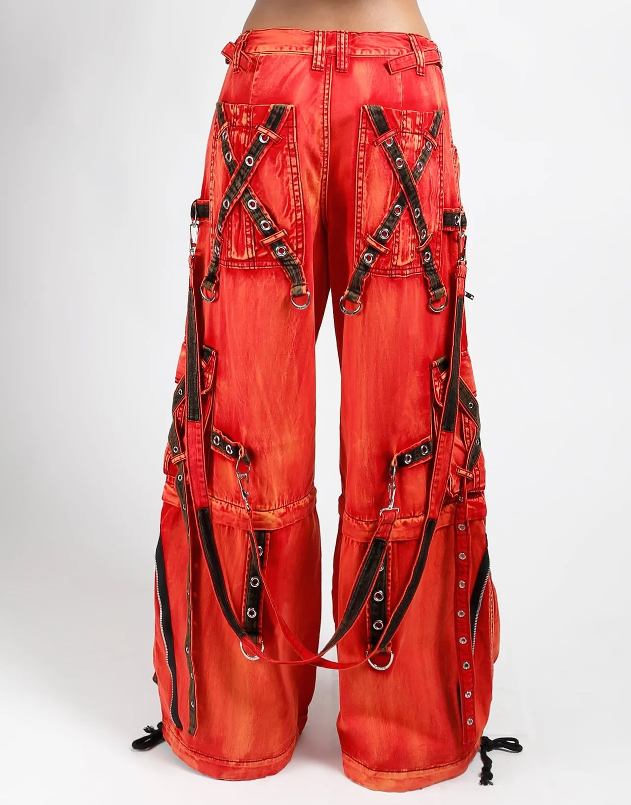 X-STRAP ZIP OFF PANT FIRE WASH Stretchy Waist Convertible legs