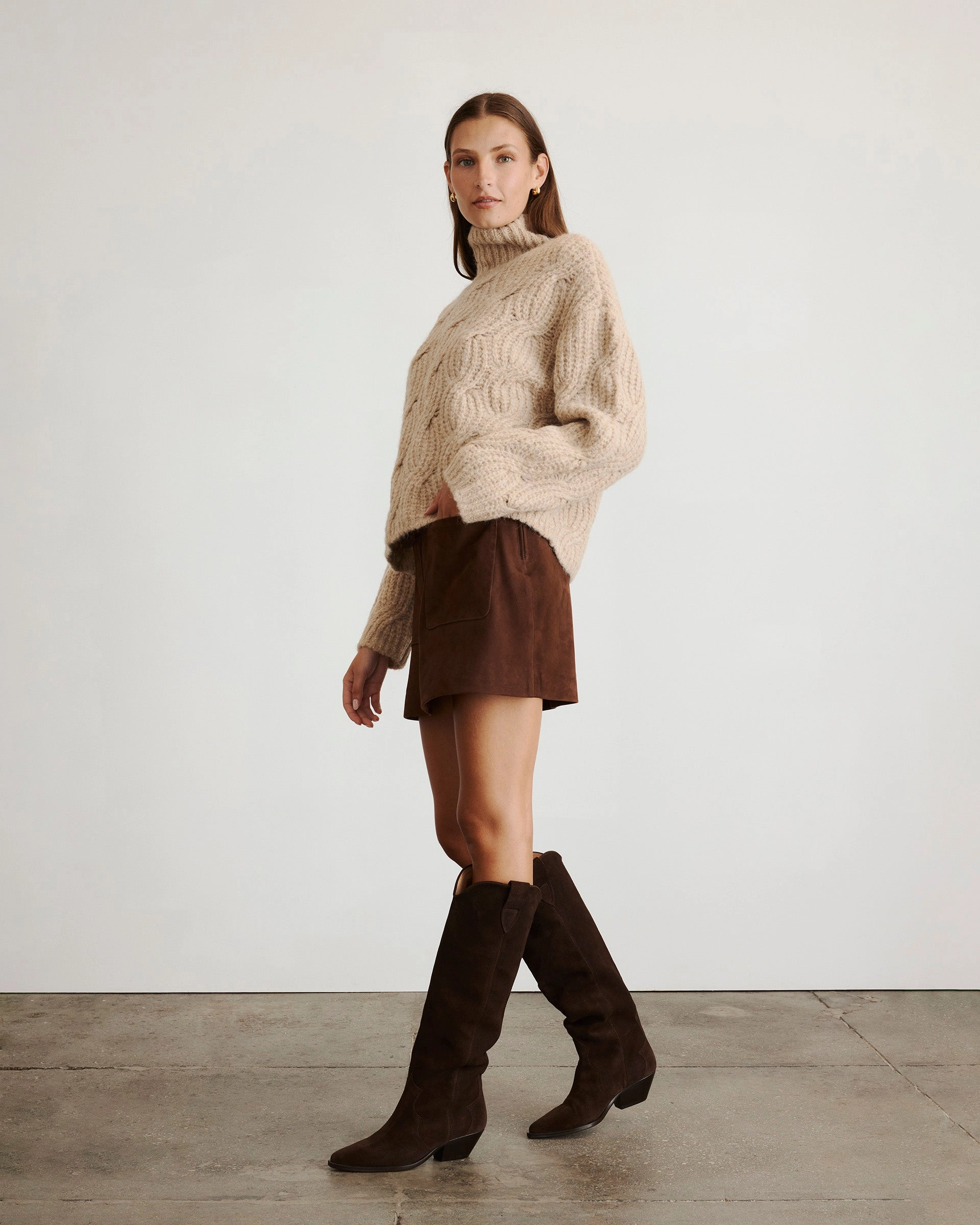 3D Knitting Technology DoubleLayered Edging Opaline Sweater