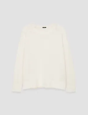 Layered Stitch Detail Breathable Layer Open Cashmere Round Neck Jumper