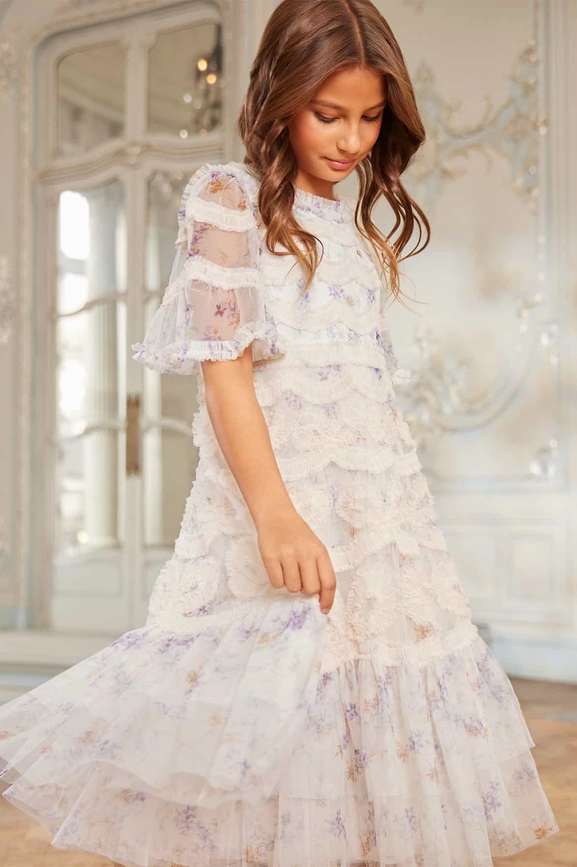 Ophelia Ditsy Ingrid Kids Dress Hidden Zipper Closure