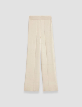 Flexible Knit Construction Rolled Cuffs Grid Viscose Knitted Trousers