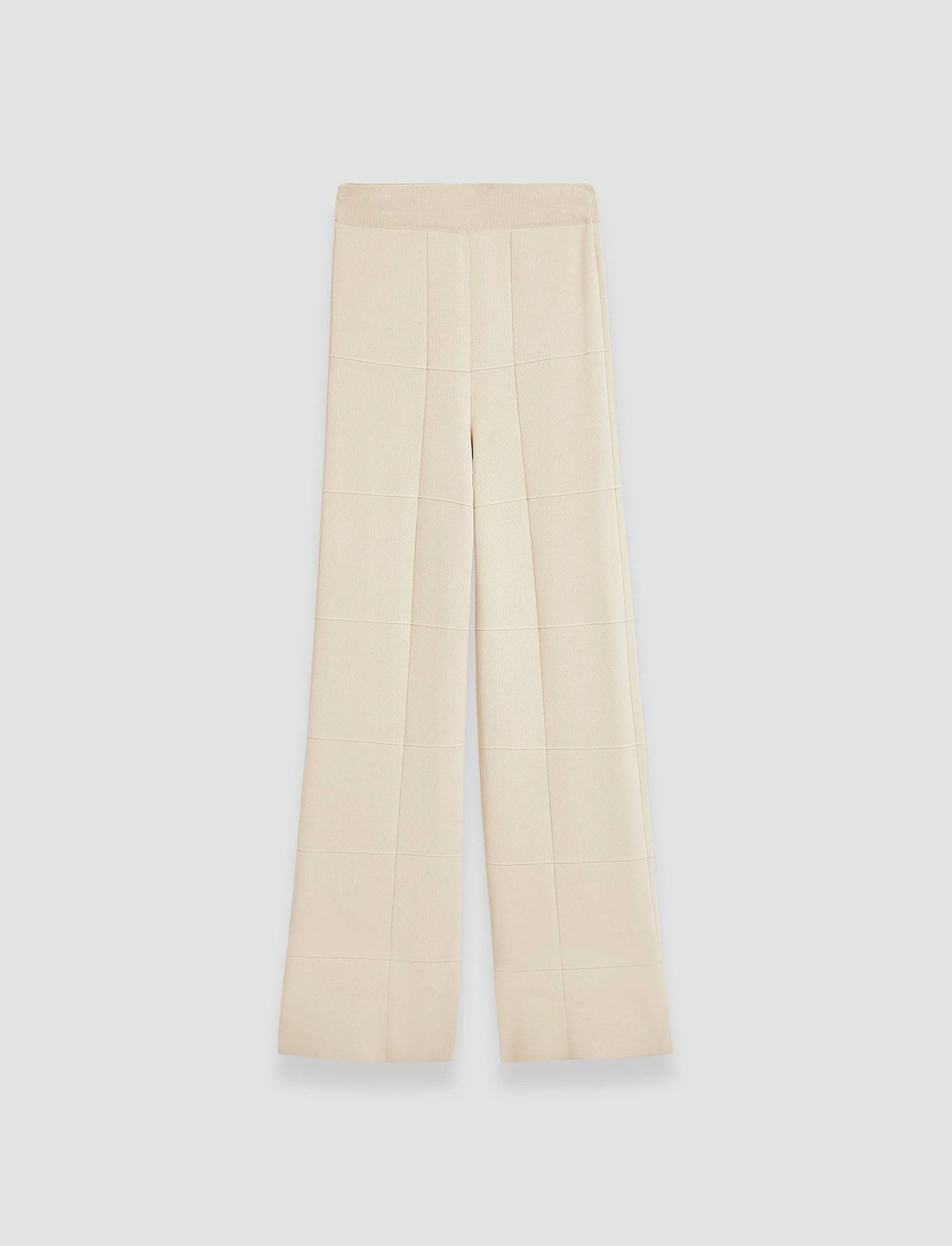 Flexible Knit Construction Rolled Cuffs Grid Viscose Knitted Trousers