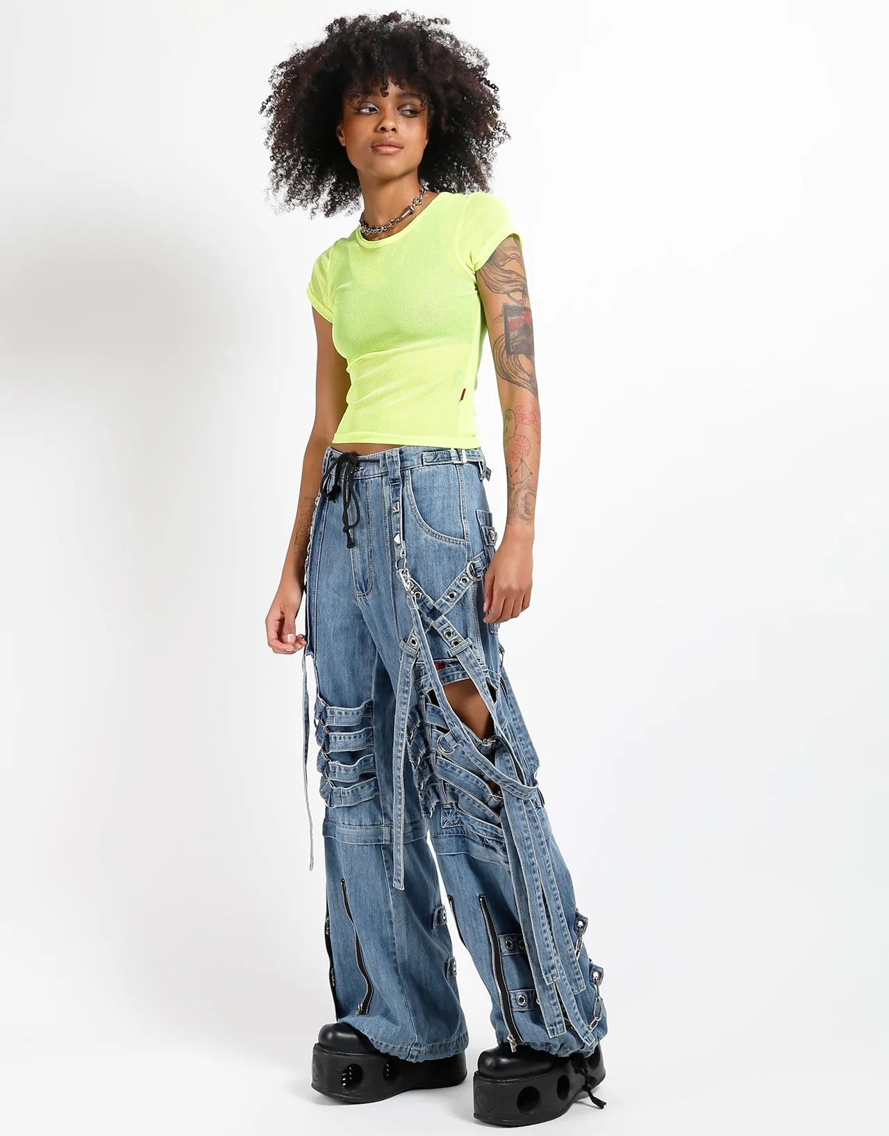 SUPER CUT OUT PANT LIGHT BLUE DENIM RecycledPolyester Functional Look