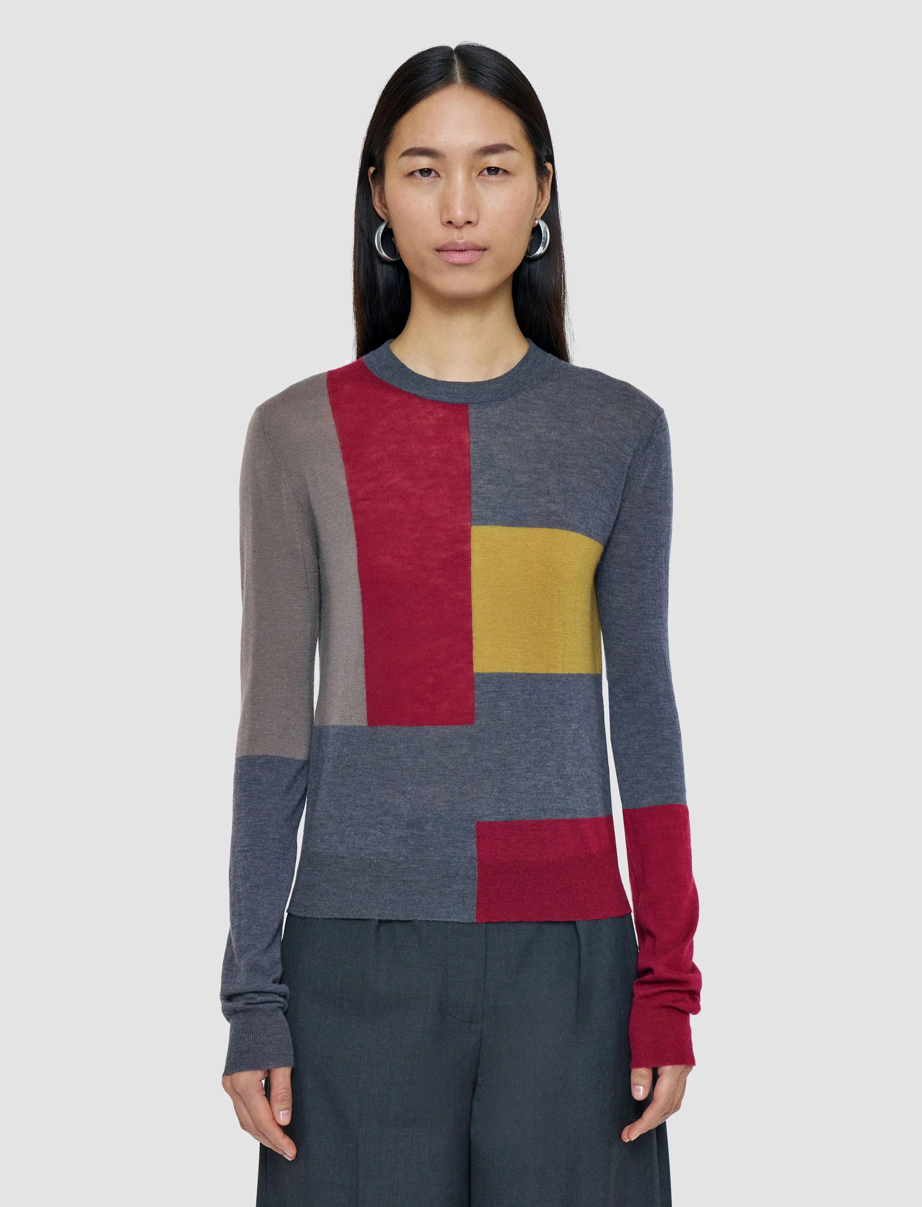 Overlay Cashair Round Neck Jumper Fall Fashion HighElasticity Fabric