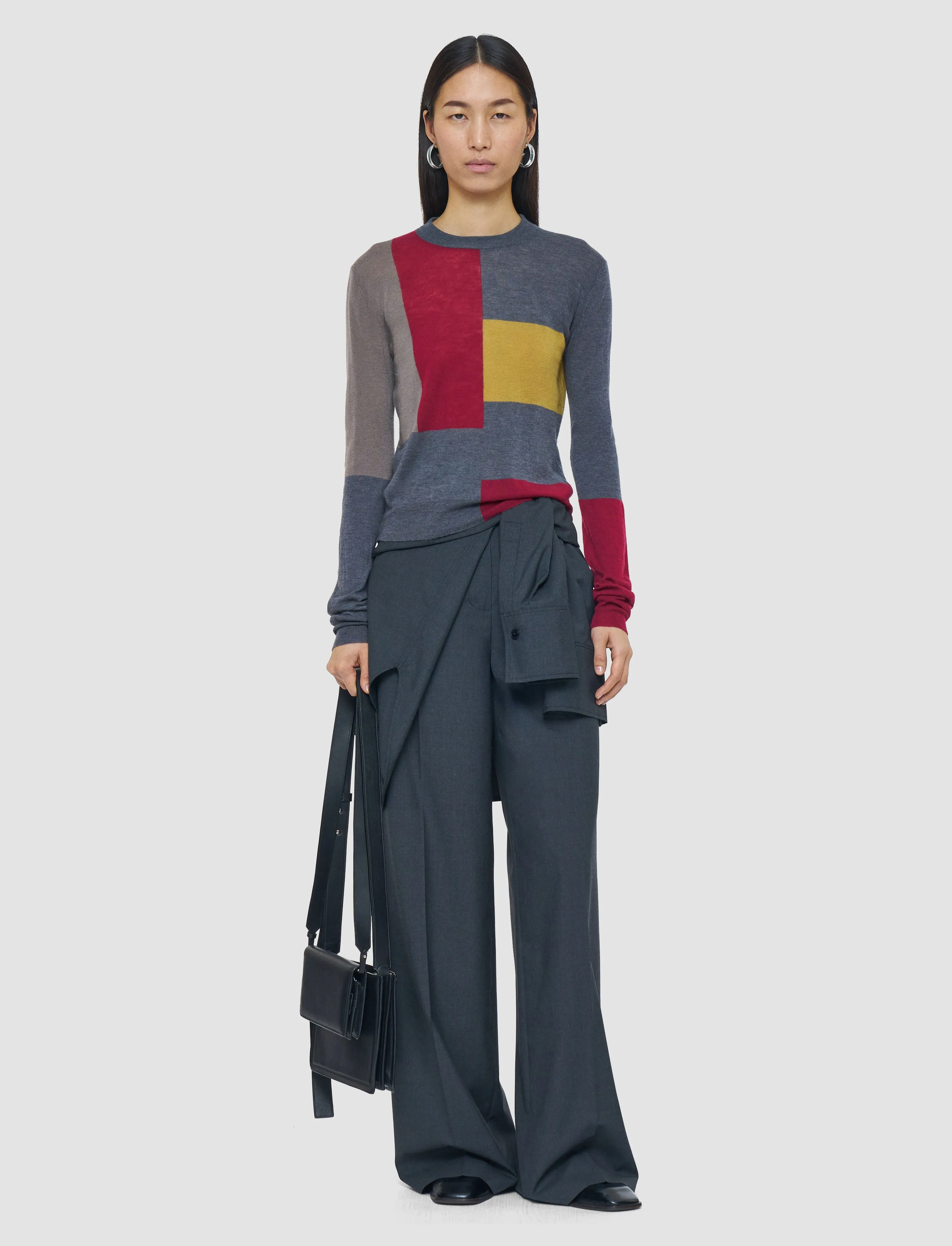 No-Fuss Look Overlay Cashair Round Neck Jumper