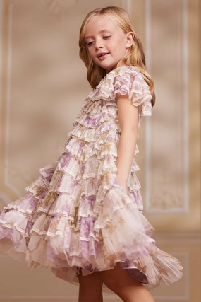 Wisteria Ruffle Lace Kids Dress DropShoulder
