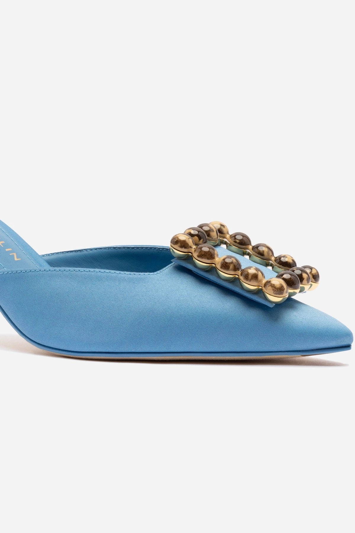 Scandi Clean Chloe Gosselin by Larroud Ava Mule In Blue Satin