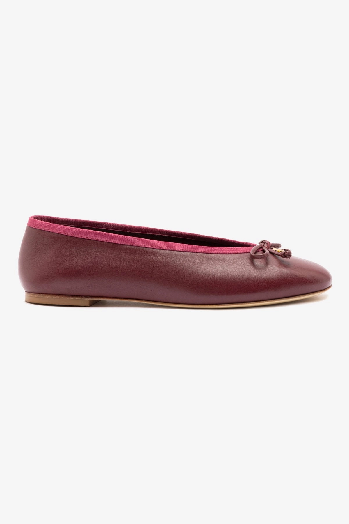 Pavlova Ballet Flat In Burgundy Leather Sky Blue Ventilated