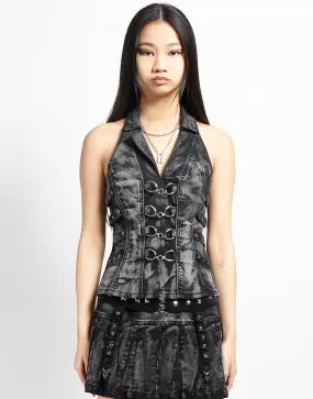 PEACE CORSET BLACK Layered Placket Design