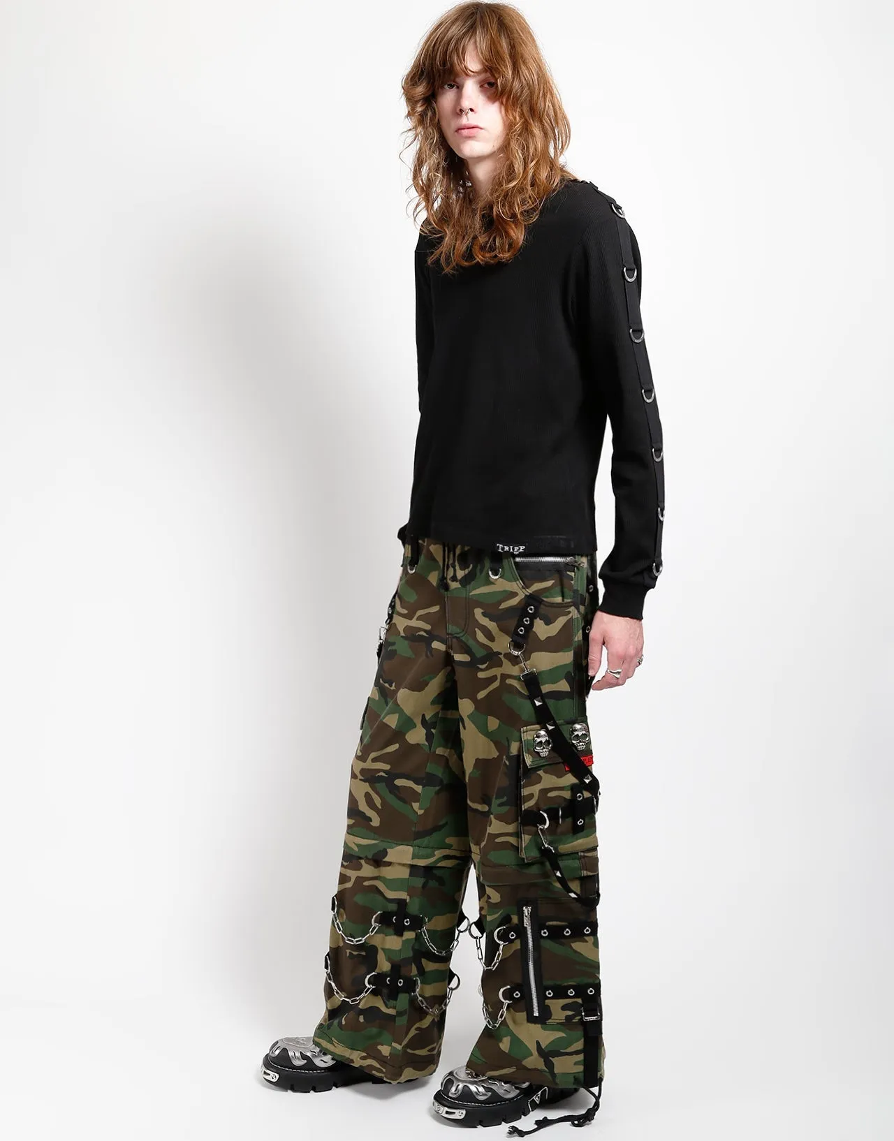 Water resistant coating SKULL DENIM STUD PANT CAMO