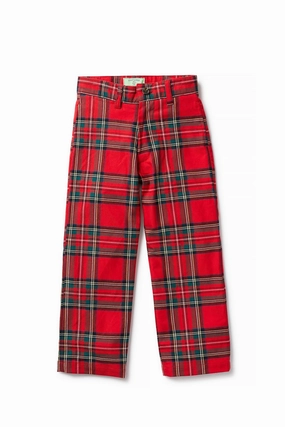 Sporty Layers Non Tapered Leg Boys Port Pant Stretch Twill Royal Stewart Tartan Plaid