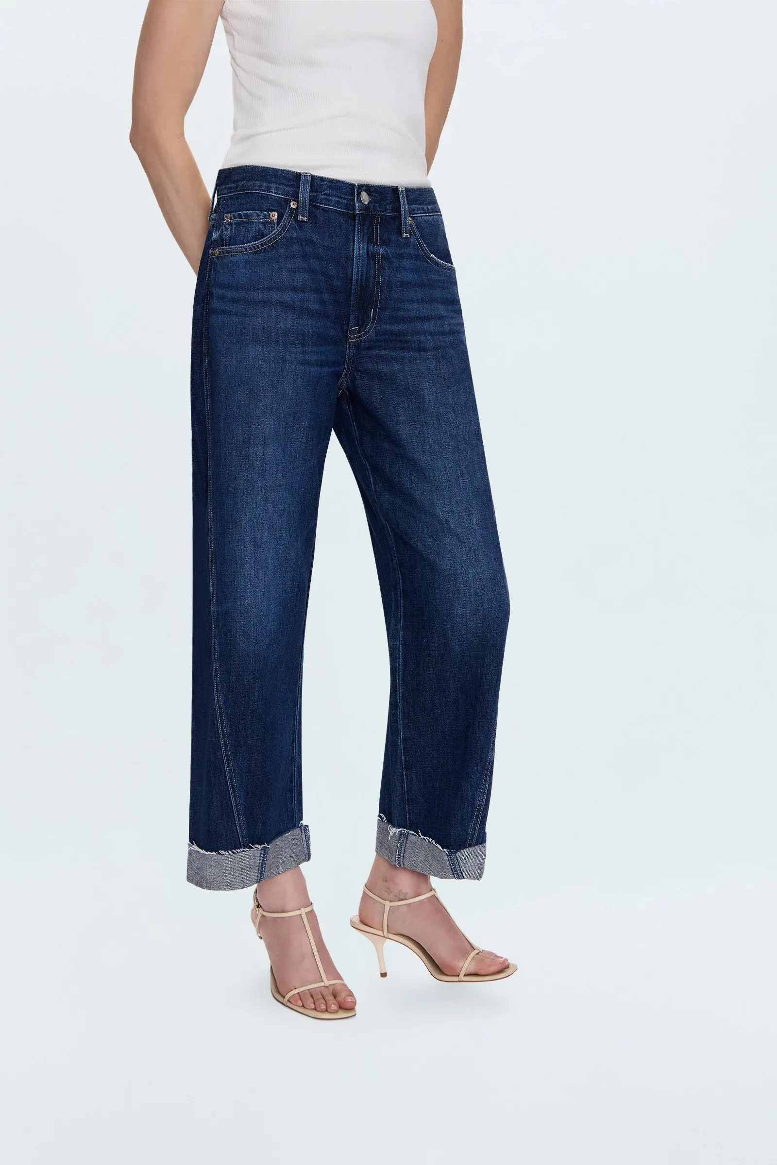 Pistola Kacey Mid Rise Cuffed Boyfriend Jean in Cultivate Urban Casual